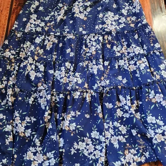 Allegra K Floral Elastic Waist Ruffle Maxi Tiered Skirt NWT - Picture 4 of 5